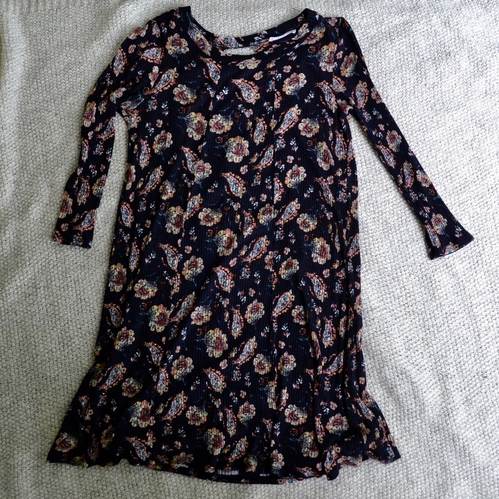 Paisley Print Long Sleeve Dress